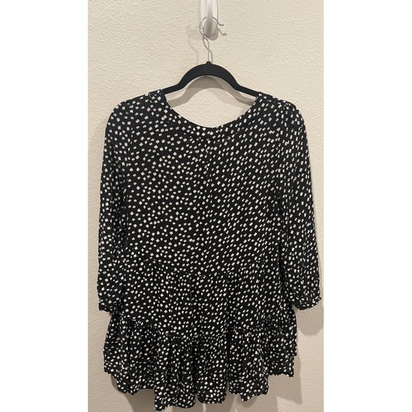 MAEVE White Black Polka Dot Peplum 3/4 Sleeve Blouse - Picture 7 of 7